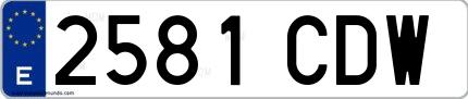 Ejemplo de matrícula española 2581 CDW