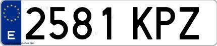 Ejemplo de matrícula de coche ordinaria 2581 KPZ