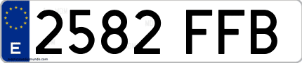Ejemplo de matrícula de coche ordinaria 2582 FFB