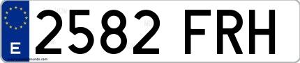 Ejemplo de matrícula española 2582 FRH