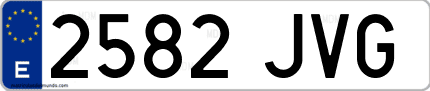 Ejemplo de matrícula de coche ordinaria 2582 JVG