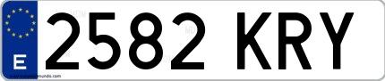 Ejemplo de matrícula española 2582 KRY