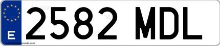 Ejemplo de matrícula española 2582 MDL