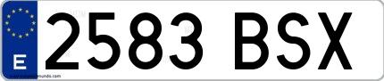 Ejemplo de matrícula española 2583 BSX