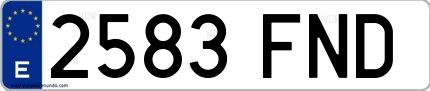 Ejemplo de matrícula española 2583 FND