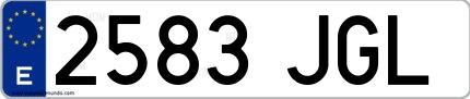 Ejemplo de matrícula española 2583 JGL