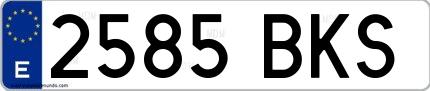 Ejemplo de matrícula española 2585 BKS