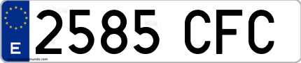 Ejemplo de matrícula de coche ordinaria 2585 CFC