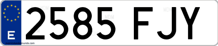 Ejemplo de matrícula de coche ordinaria 2585 FJY