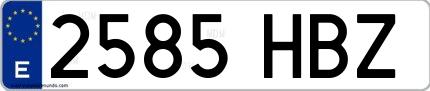 Ejemplo de matrícula española 2585 HBZ