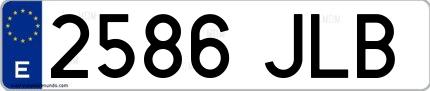 Ejemplo de matrícula española 2586 JLB