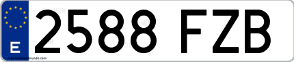 Ejemplo de matrícula de coche ordinaria 2588 FZB