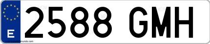 Ejemplo de matrícula española 2588 GMH