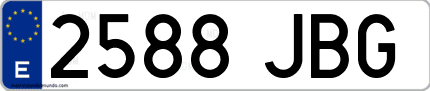 Ejemplo de matrícula de coche ordinaria 2588 JBG