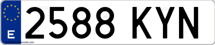 Ejemplo de matrícula de coche ordinaria 2588 KYN