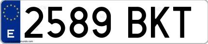 Ejemplo de matrícula española 2589 BKT
