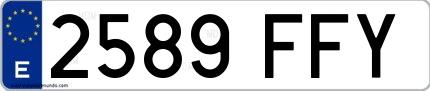 Ejemplo de matrícula española 2589 FFY