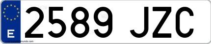 Ejemplo de matrícula española 2589 JZC