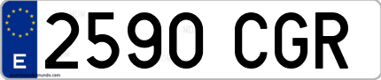 Ejemplo de matrícula de coche ordinaria 2590 CGR