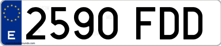 Ejemplo de matrícula de coche ordinaria 2590 FDD