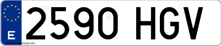 Ejemplo de matrícula de coche ordinaria 2590 HGV