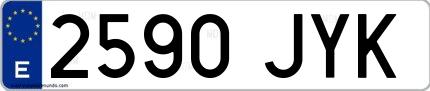 Ejemplo de matrícula española 2590 JYK