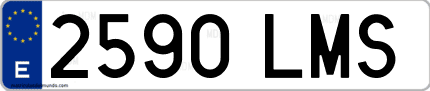 Ejemplo de matrícula de coche ordinaria 2590 LMS