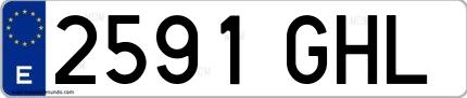 Ejemplo de matrícula española 2591 GHL