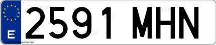 Ejemplo de matrícula española 2591 MHN