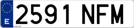 Ejemplo de matrícula española 2591 NFM