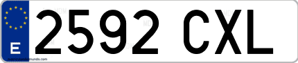 Ejemplo de matrícula de coche ordinaria 2592 CXL