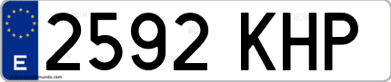 Ejemplo de matrícula de coche ordinaria 2592 KHP