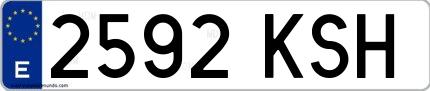Ejemplo de matrícula española 2592 KSH