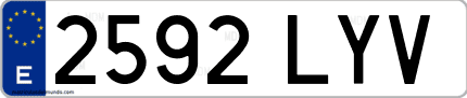 Ejemplo de matrícula de coche ordinaria 2592 LYV