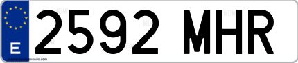 Ejemplo de matrícula de coche ordinaria 2592 MHR