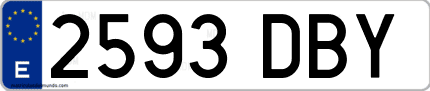 Ejemplo de matrícula de coche ordinaria 2593 DBY