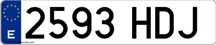 Ejemplo de matrícula de coche ordinaria 2593 HDJ