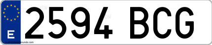 Ejemplo de matrícula española 2594 BCG