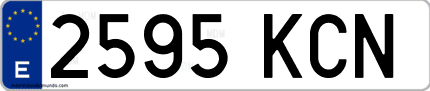 Ejemplo de matrícula de coche ordinaria 2595 KCN