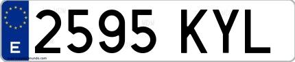 Ejemplo de matrícula española 2595 KYL