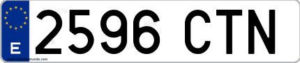 Ejemplo de matrícula de coche ordinaria 2596 CTN