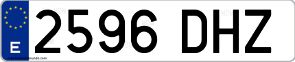 Ejemplo de matrícula de coche ordinaria 2596 DHZ