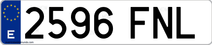 Ejemplo de matrícula de coche ordinaria 2596 FNL