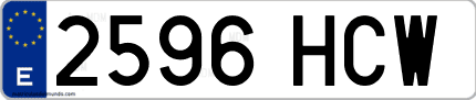 Ejemplo de matrícula de coche ordinaria 2596 HCW