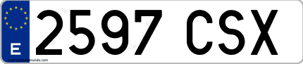 Ejemplo de matrícula de coche ordinaria 2597 CSX