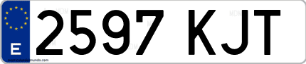 Ejemplo de matrícula de coche ordinaria 2597 KJT