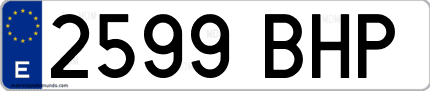 Ejemplo de matrícula de coche ordinaria 2599 BHP