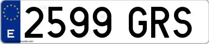 Ejemplo de matrícula española 2599 GRS