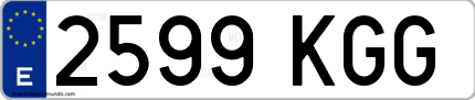 Ejemplo de matrícula de coche ordinaria 2599 KGG