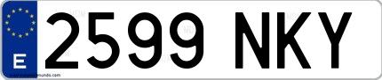 Ejemplo de matrícula española 2599 NKY